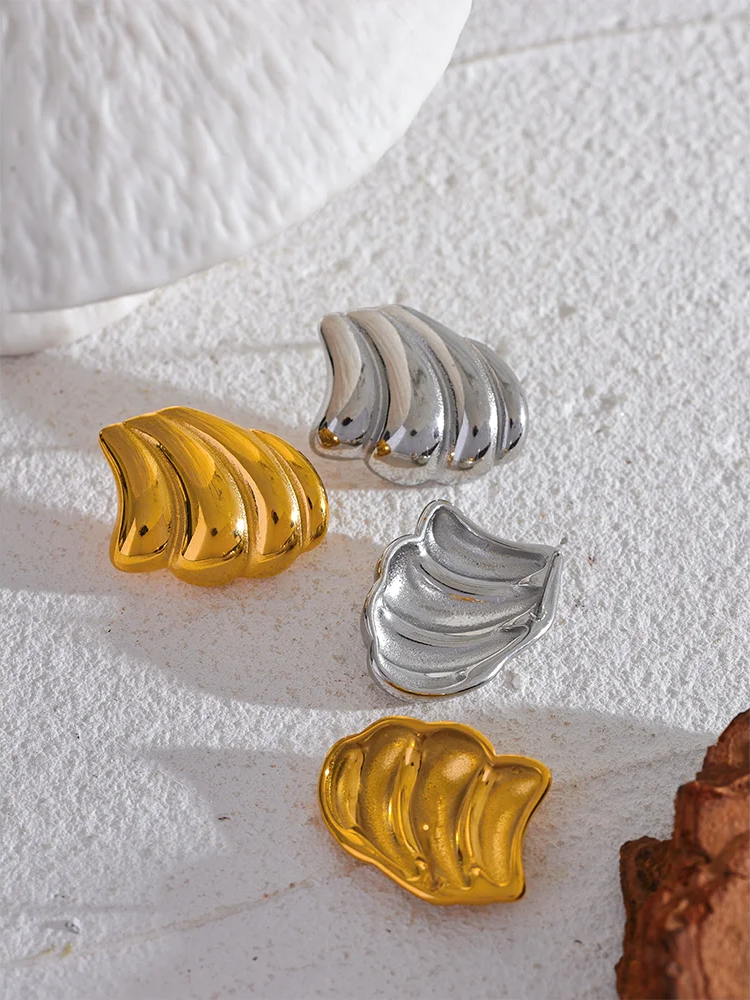 Abstract minimalist metal stud earrings women - product image