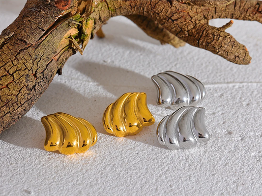Abstract minimalist metal stud earrings women - product image
