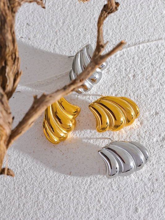 Abstract minimalist metal stud earrings women - product image