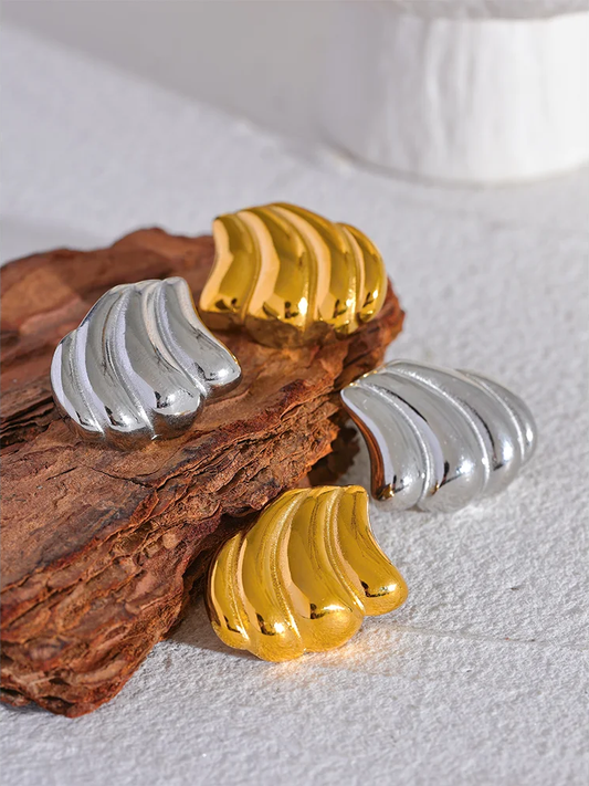 Abstract minimalist metal stud earrings women - product image