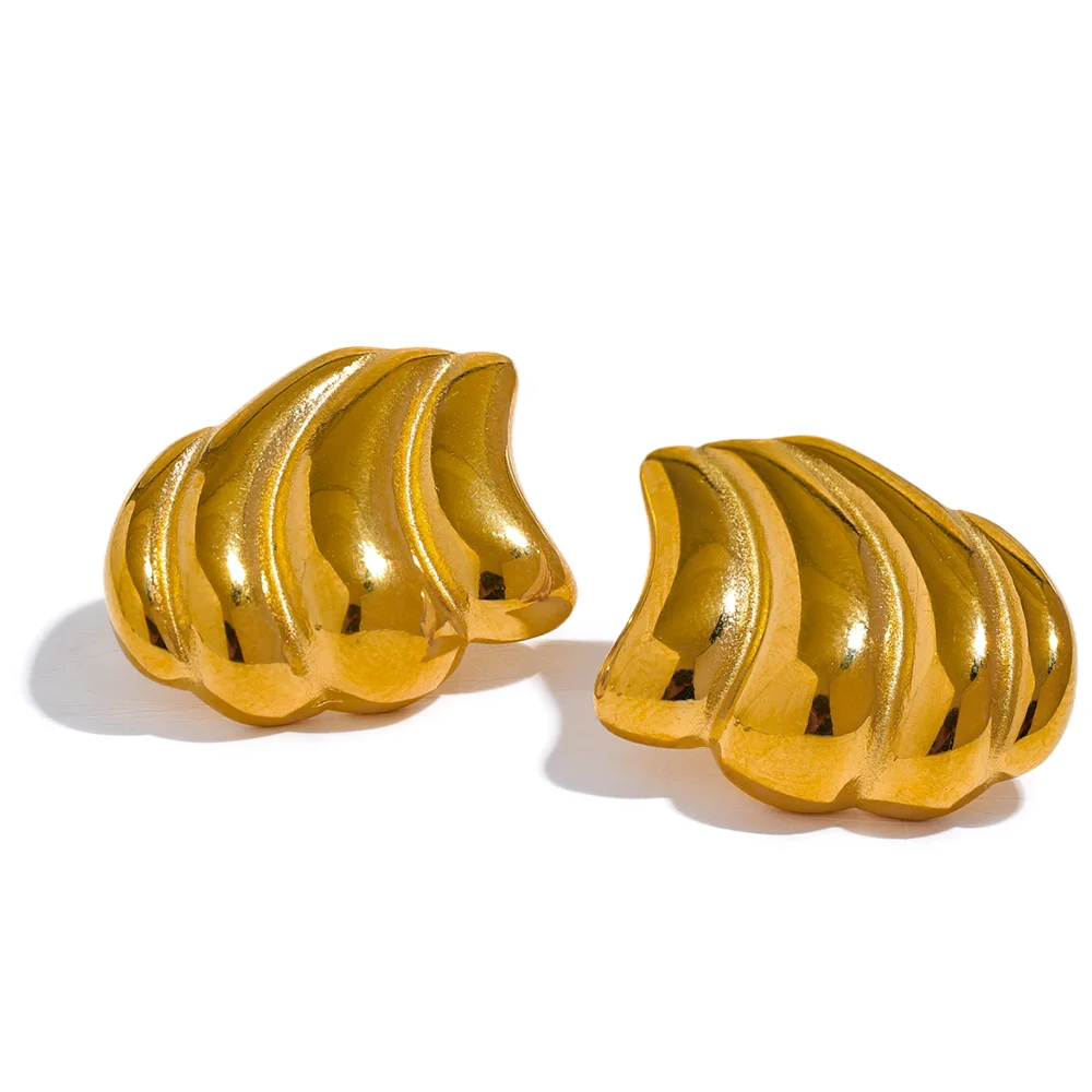 Abstract minimalist metal stud earrings women - product image