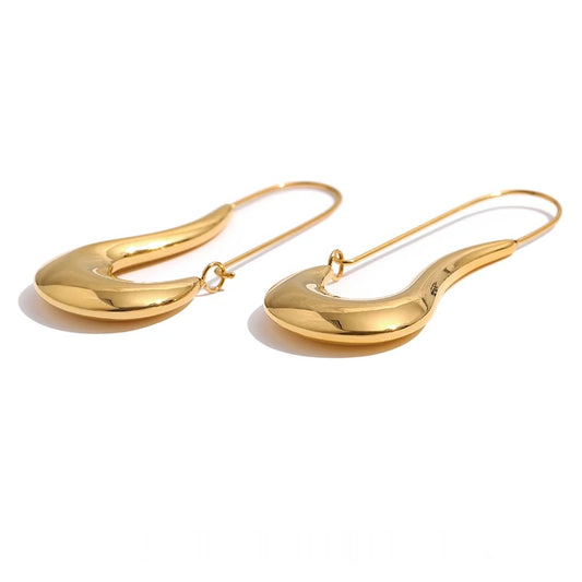 Abstract minimalist metal waterproof hoop earrings - product image