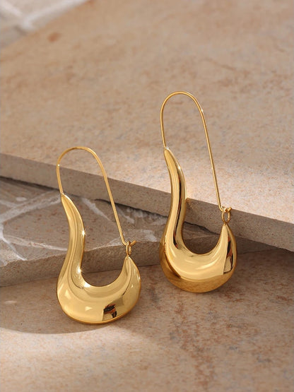 Abstract minimalist metal waterproof hoop earrings - product image