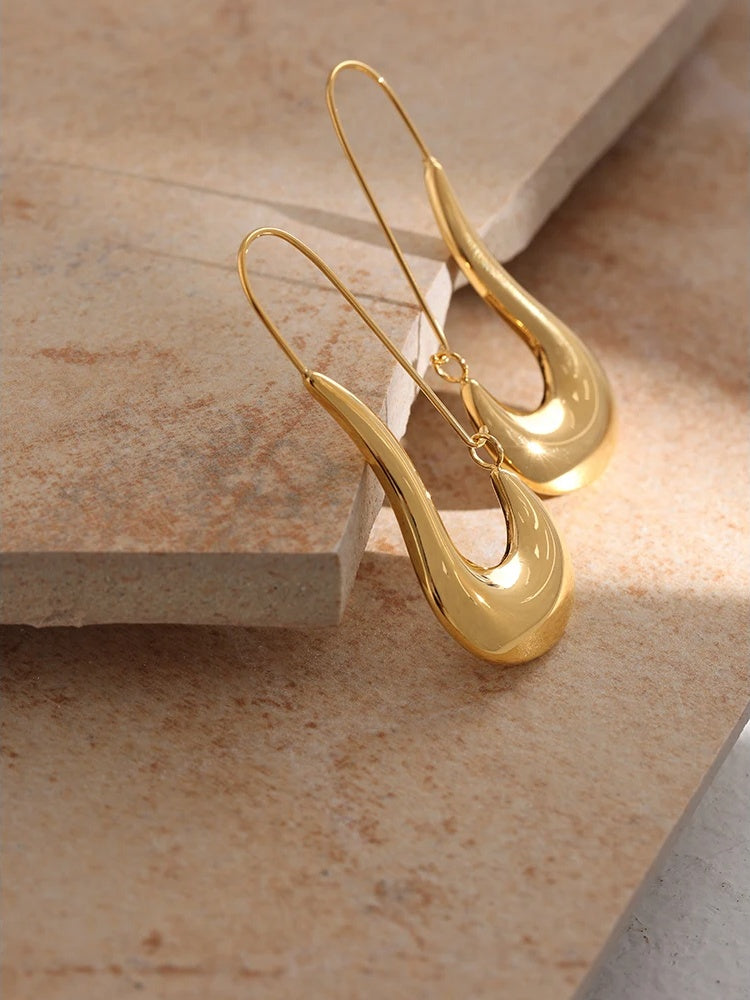 Abstract minimalist metal waterproof hoop earrings - product image
