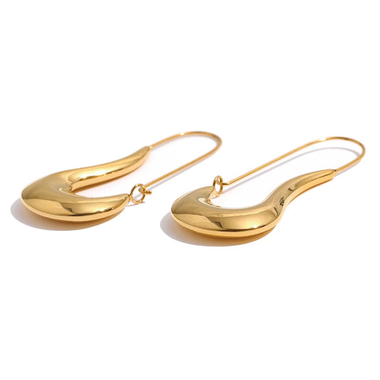 Abstract minimalist metal waterproof hoop earrings - product image