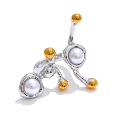 Abstract pearl adjustable resizable finger ring - product image