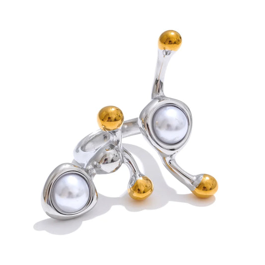 Abstract pearl adjustable resizable finger ring - product image