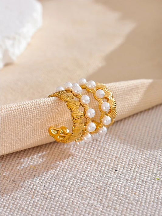Abstract pearl hoop earrings women fashion - product image