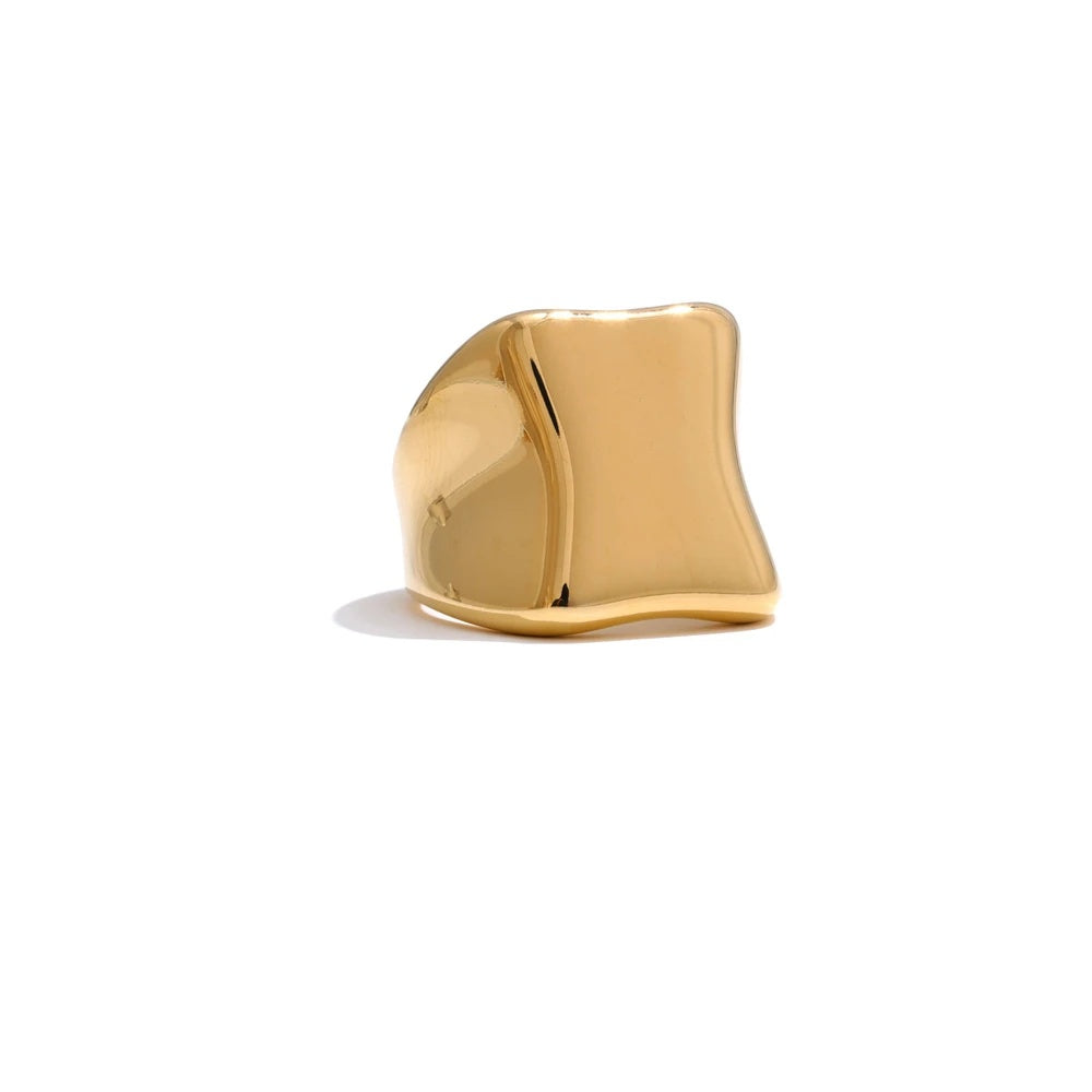 Abstract polished texture minimalist women's ring - product image