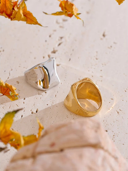 Abstract polished texture minimalist women's ring - product image