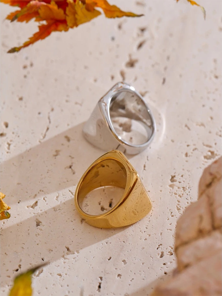 Abstract polished texture minimalist women's ring - product image