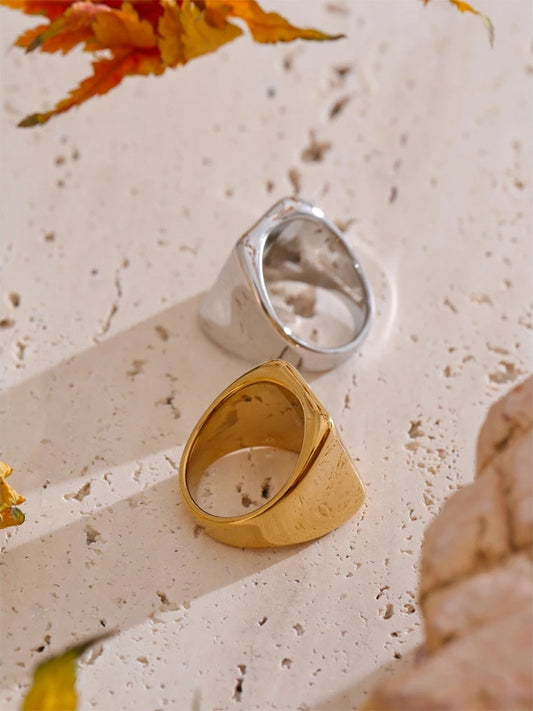 Abstract polished texture minimalist women's ring - product image