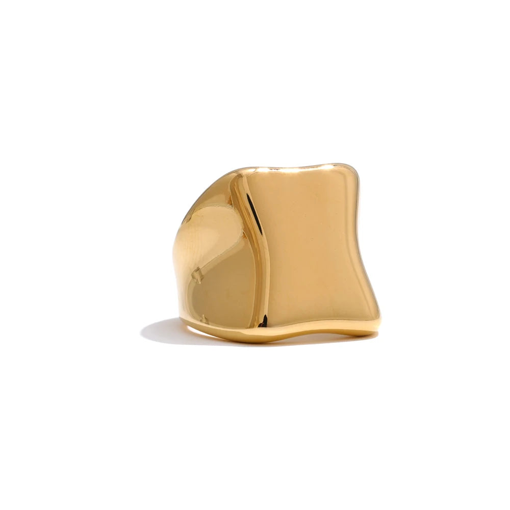 Abstract polished texture minimalist women's ring - product image