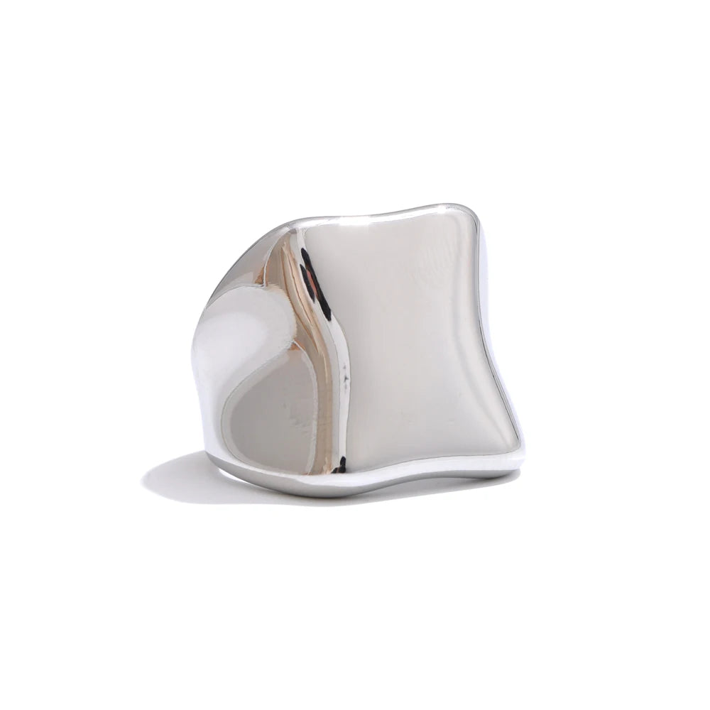 Abstract polished texture minimalist women's ring - product image