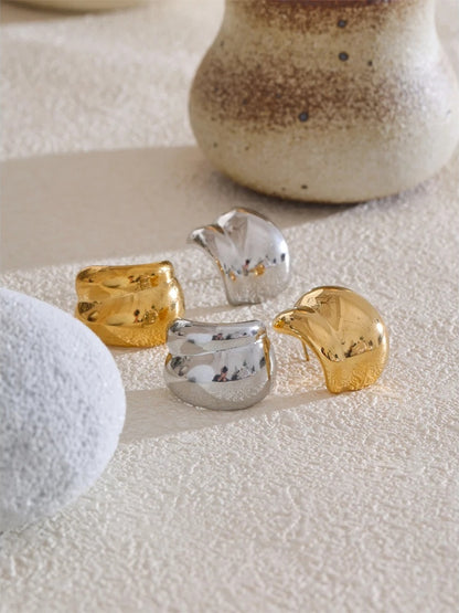Abstract stainless steel stud earrings - product image
