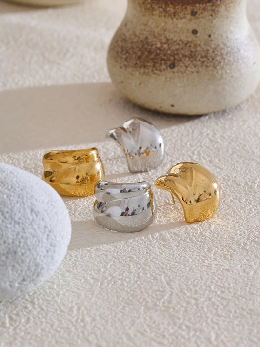 Abstract stainless steel stud earrings - product image