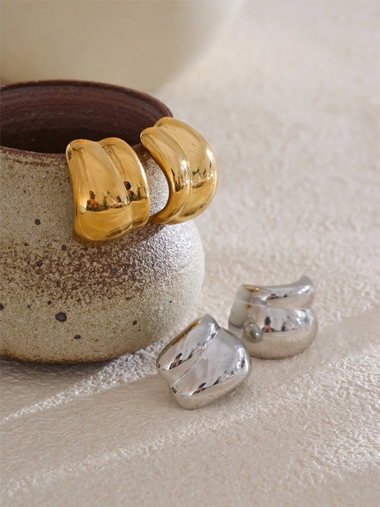 Abstract stainless steel stud earrings - product image