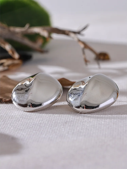 Abstract textured stainless steel stud earrings - product image