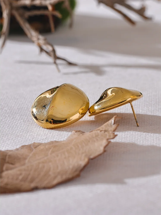 Abstract textured stainless steel stud earrings - product image