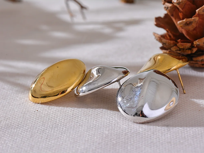 Abstract textured stainless steel stud earrings - product image