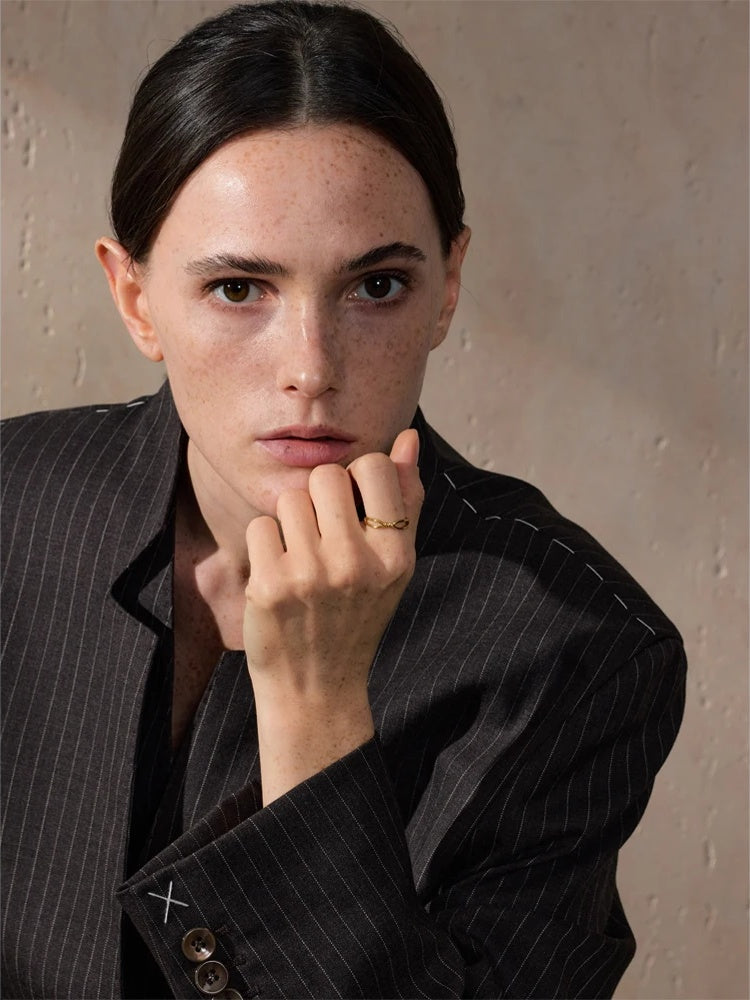 Abstract thin twist metal ring - product image