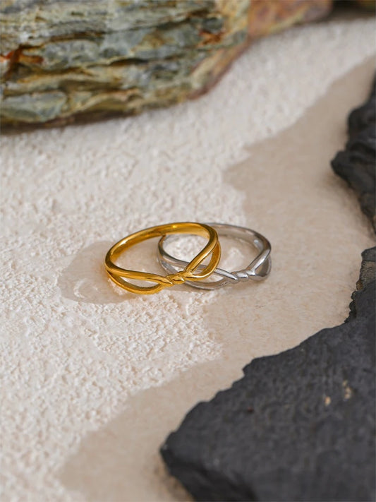 Abstract thin twist metal ring - product image