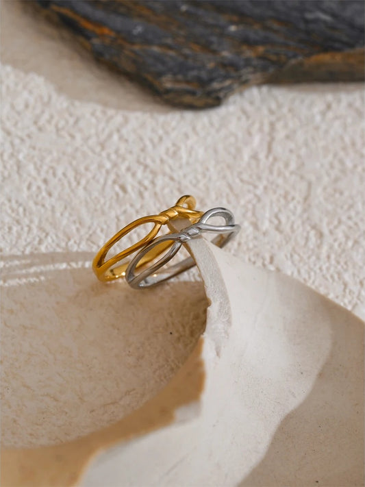 Abstract thin twist metal ring - product image