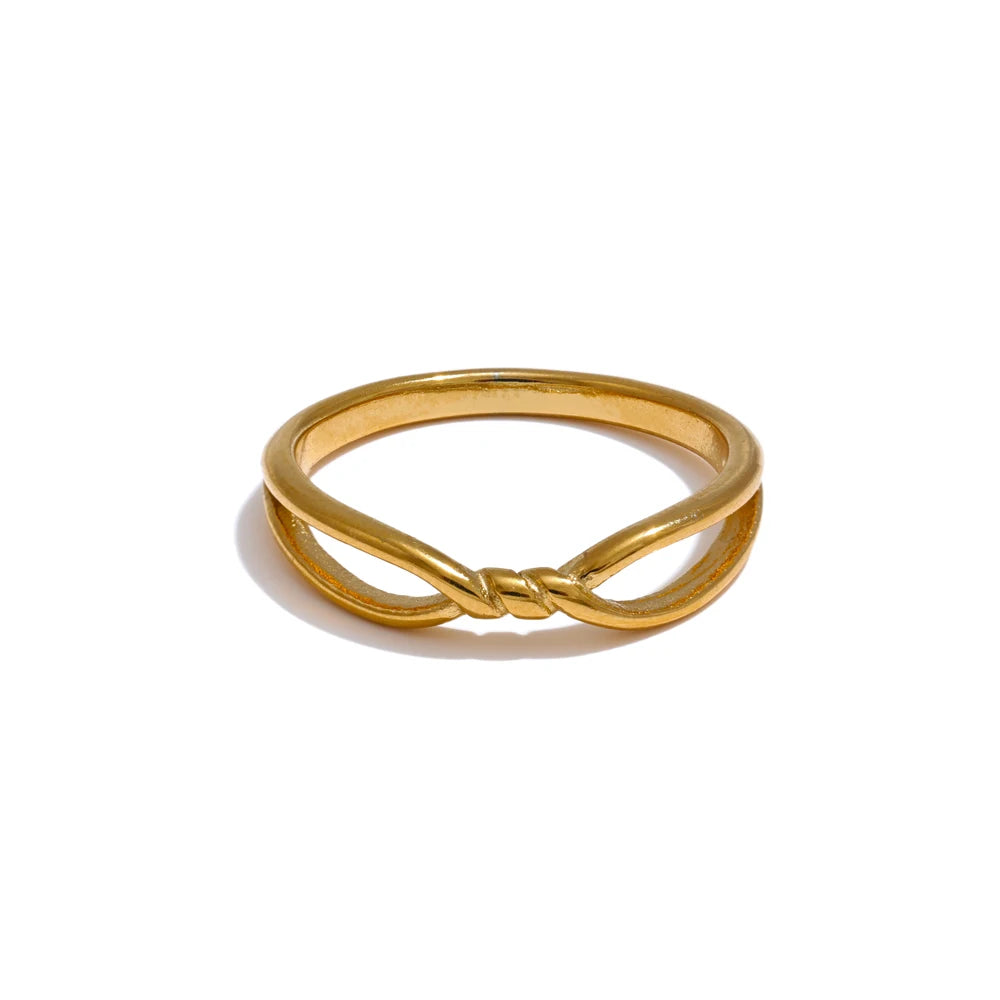 Abstract thin twist metal ring - product image
