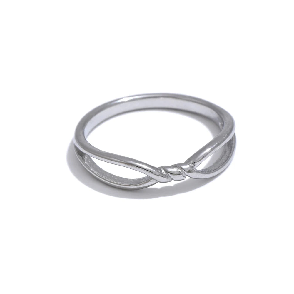 Abstract thin twist metal ring - product image