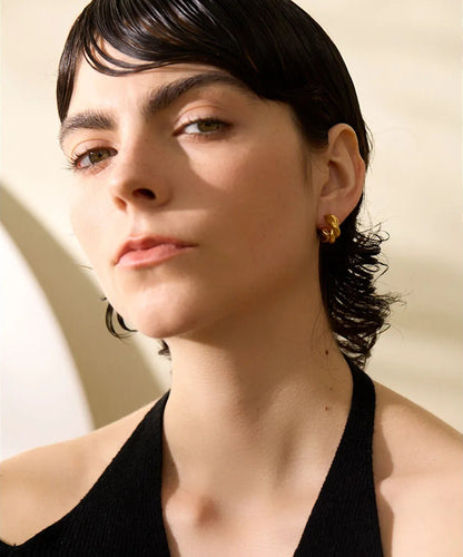 Abstract twisted texture hoop earrings - product image