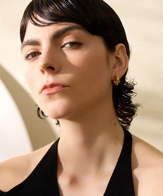 Abstract twisted texture hoop earrings - product image