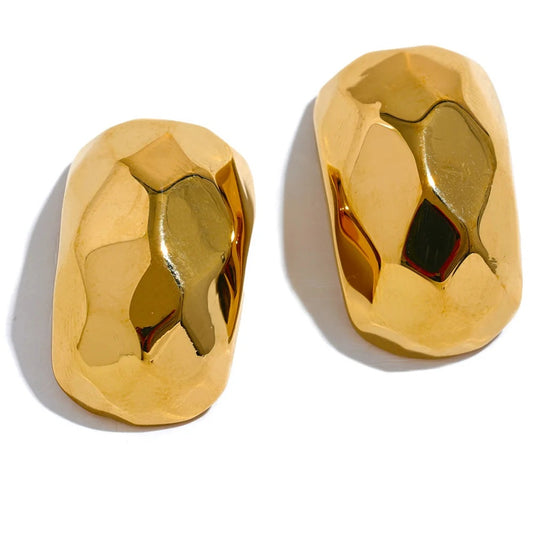 Abstract unusual gold silver stud earrings - product image
