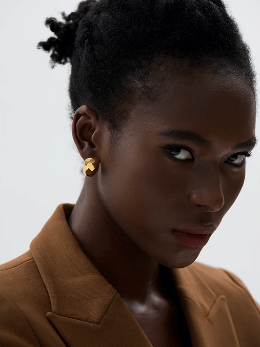 Abstract unusual gold silver stud earrings - product image
