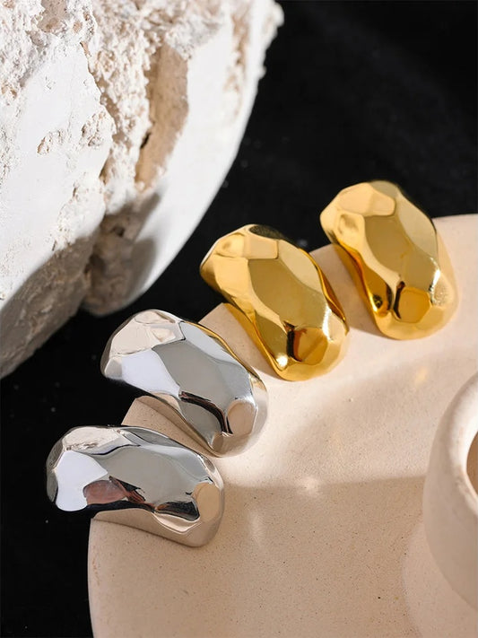 Abstract unusual gold silver stud earrings - product image