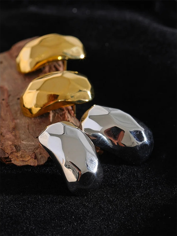Abstract unusual gold silver stud earrings - product image