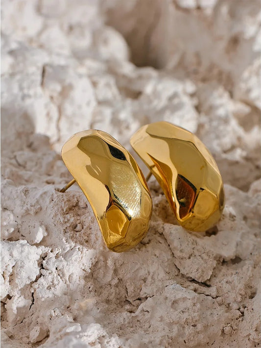 Abstract unusual gold silver stud earrings - product image