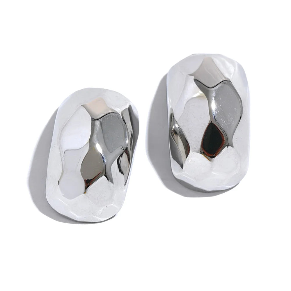 Abstract unusual gold silver stud earrings - product image
