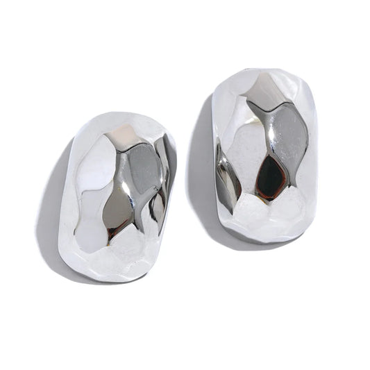 Abstract unusual gold silver stud earrings - product image