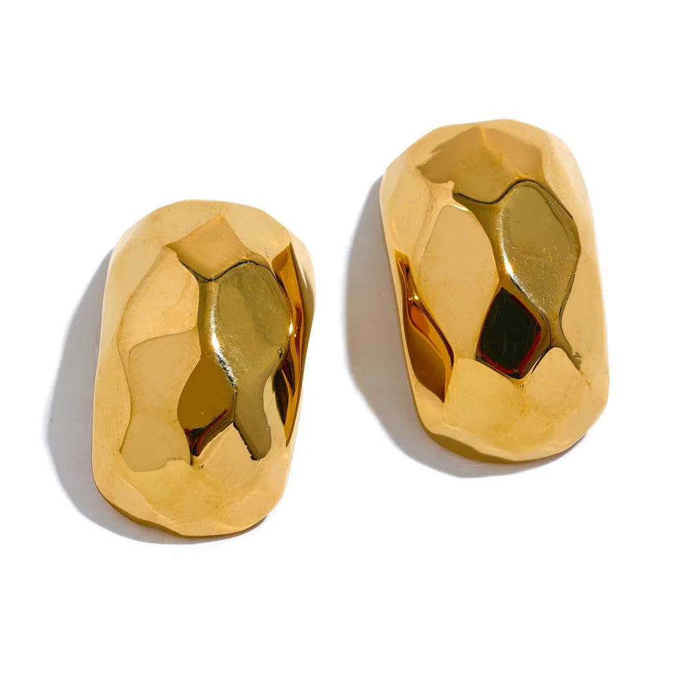 Abstract unusual gold silver stud earrings - product image