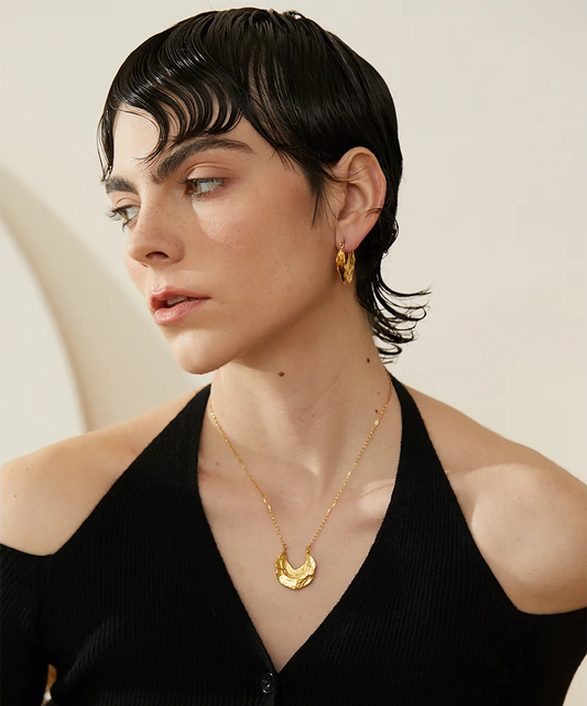 Abstract unusual huggie hoop earrings women - product image