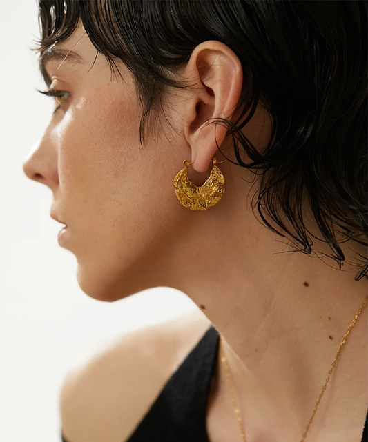Abstract unusual huggie hoop earrings women - product image