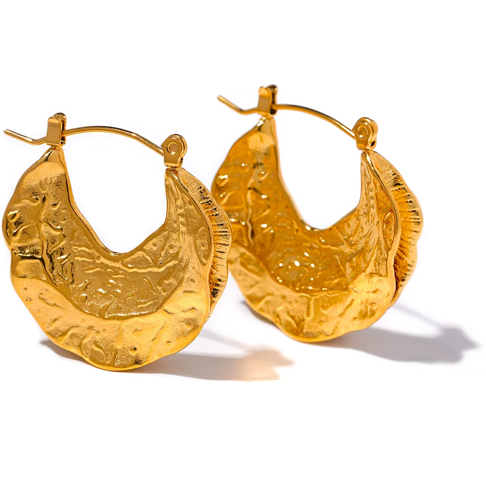Abstract unusual huggie hoop earrings women - product image