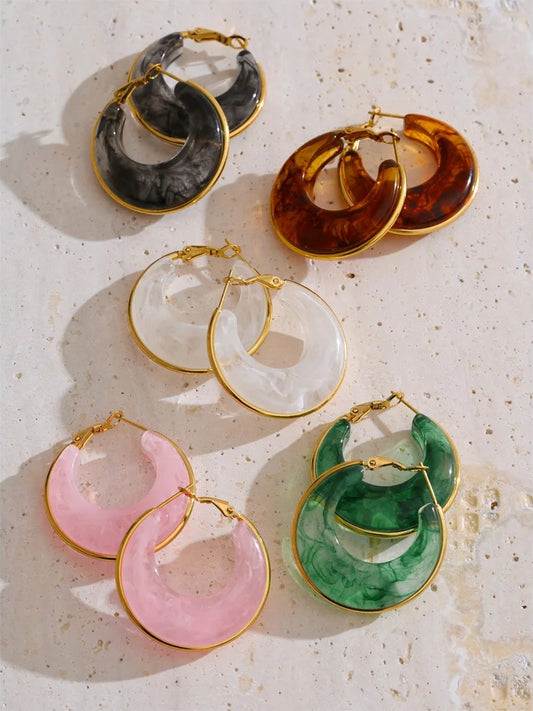 Acetate acrylic chunky hoop earrings - product image