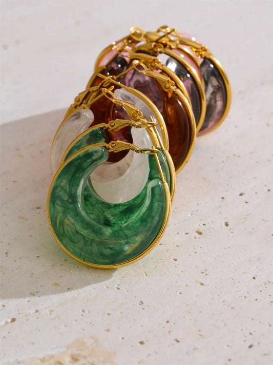 Acetate acrylic chunky hoop earrings - product image