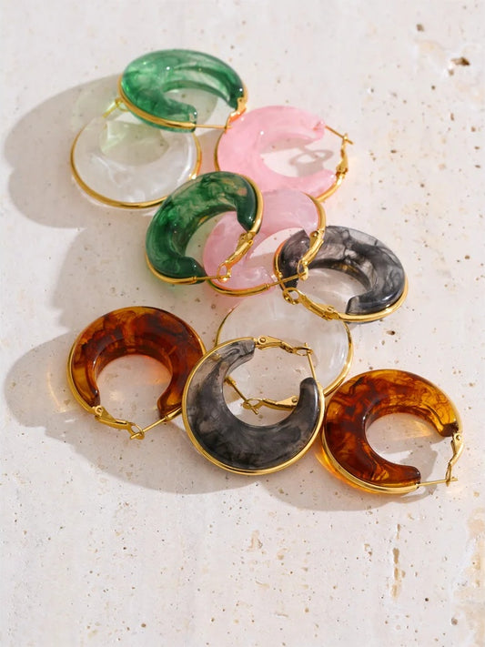 Acetate acrylic chunky hoop earrings - product image