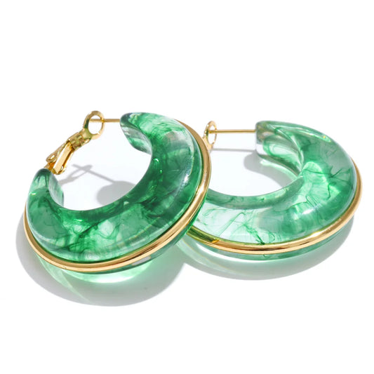 Acetate acrylic chunky hoop earrings - product image