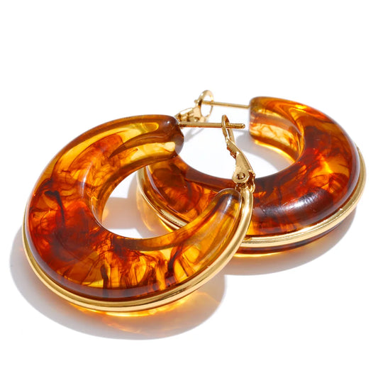 Acetate acrylic chunky hoop earrings - product image