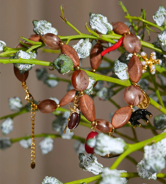 Acrylic beads chain beetle elephant pendant necklace - product image