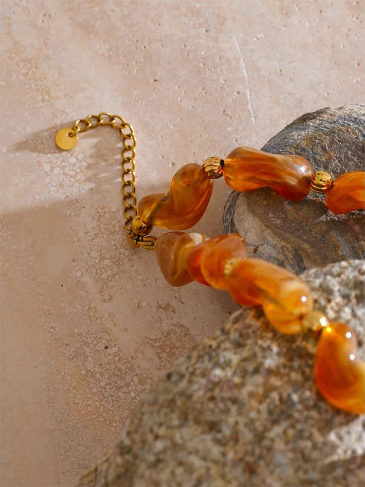 Acrylic beads chain sunflower pendant necklace - product image