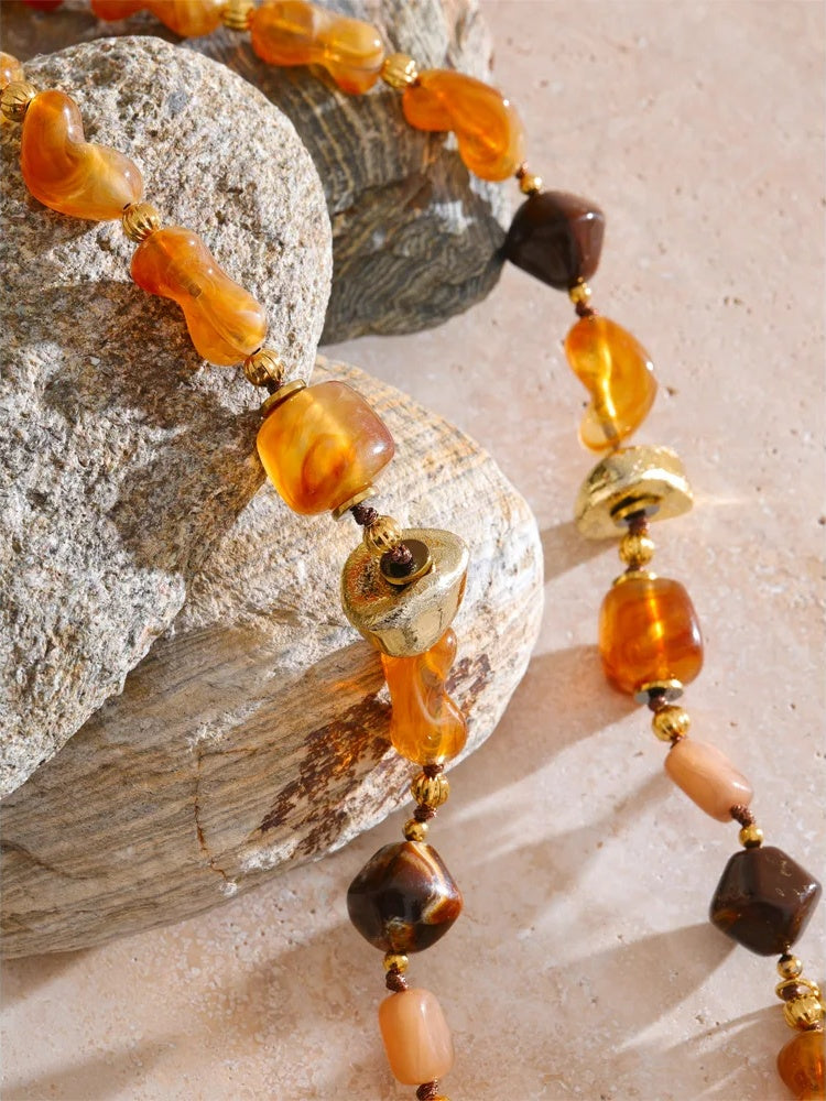 Acrylic beads chain sunflower pendant necklace - product image